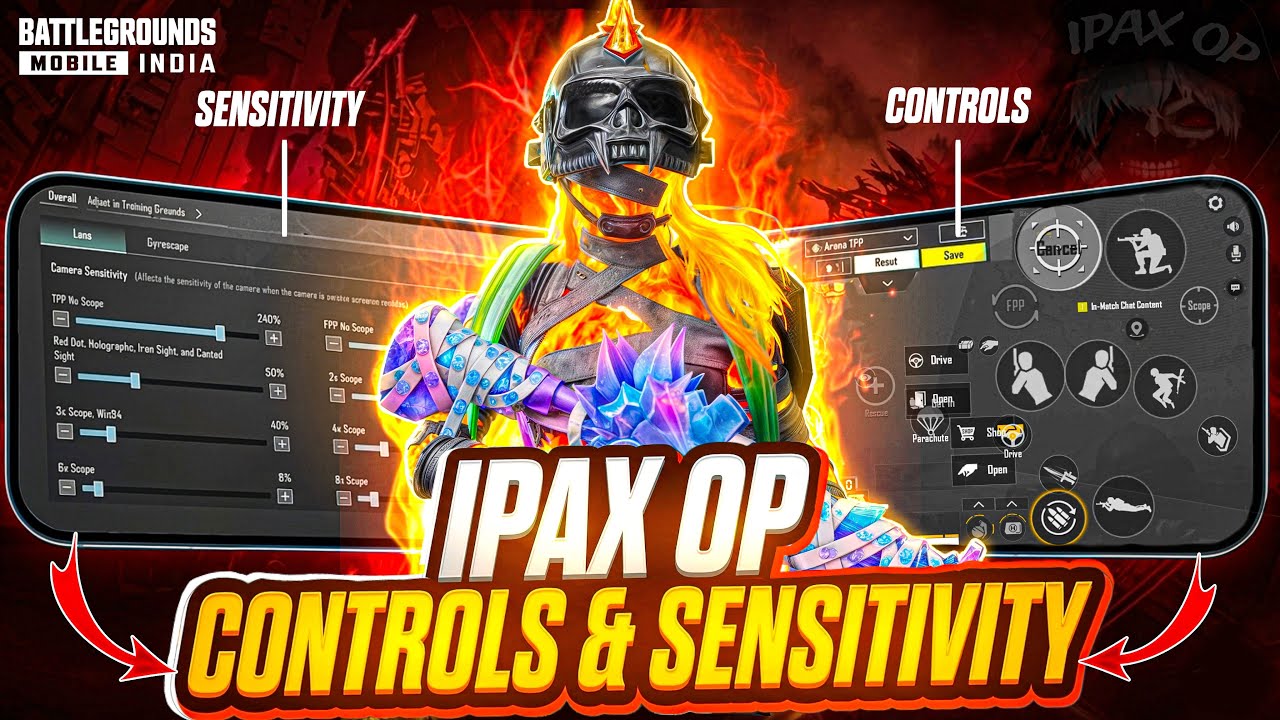 IPAX OP LATEST SENSITIVITY, ADVANCE SETTINGS & CONTROL CODE‼️| FOUR FINGER FULL GYRO🔥| BGMI