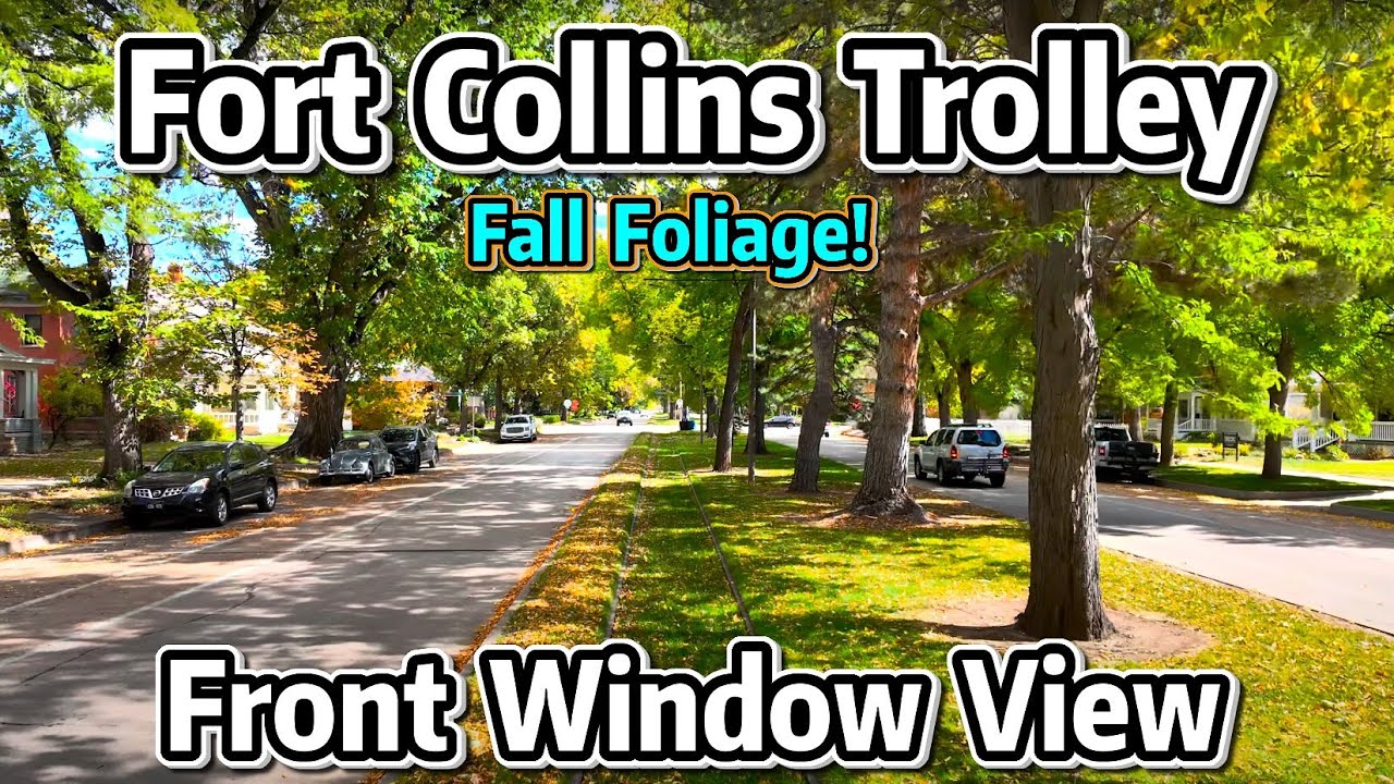 ⁴ᴷ⁶⁰ Driver’s View: Fort Collins Trolley with Fall Foliage – Trolley Barn Round Trip!