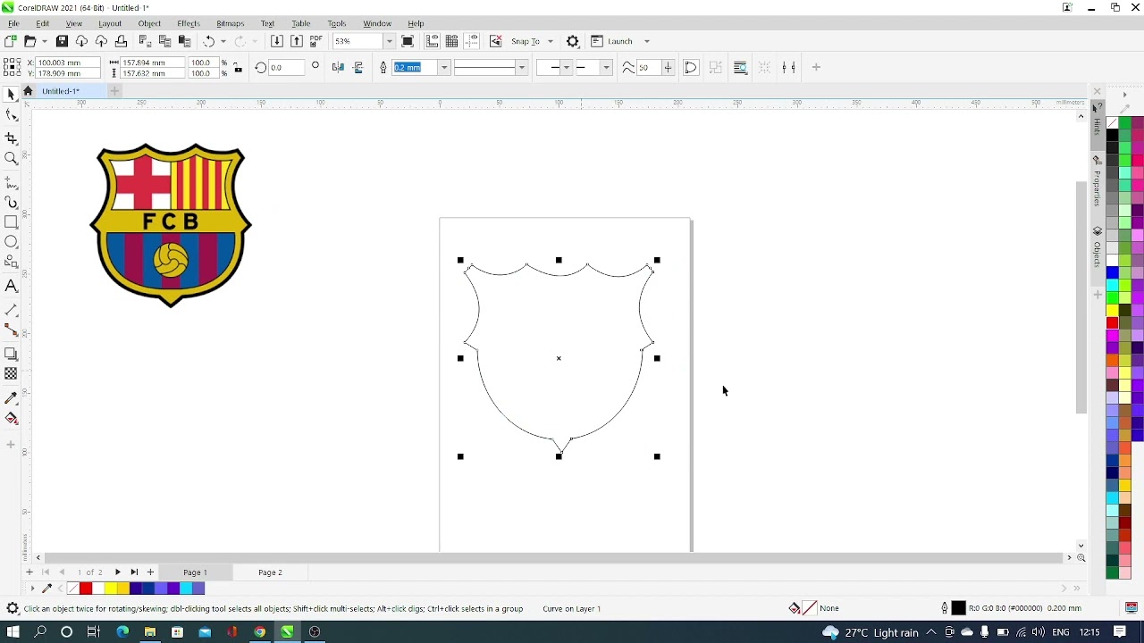 Corel Draw Tutorial  Shape Tool Cont    Designing the Barcelona Logo