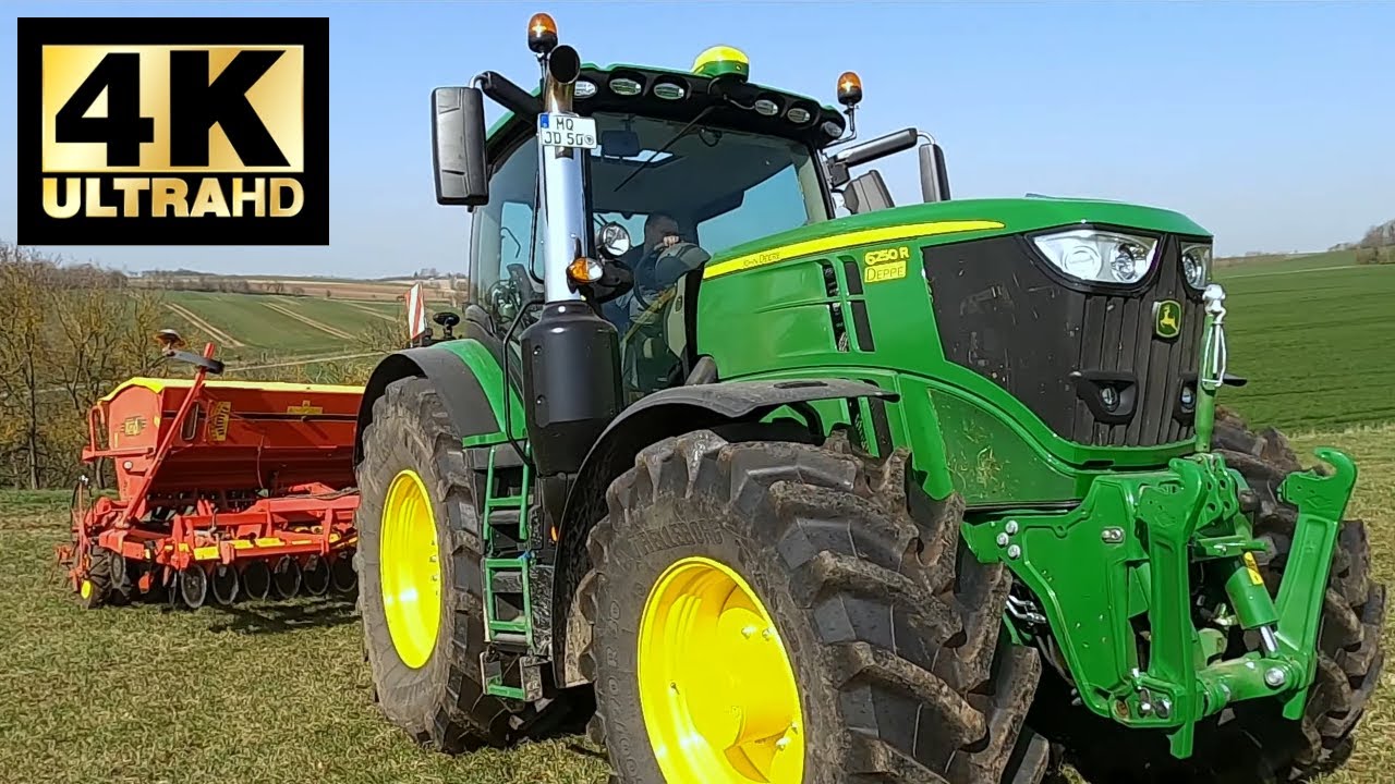 Grassaat Drillen [Nachsaat] mit John Deere 6250R & V&auml;derstad RAPID [M&auml;rz 2020] GoPro Hero8 Black!