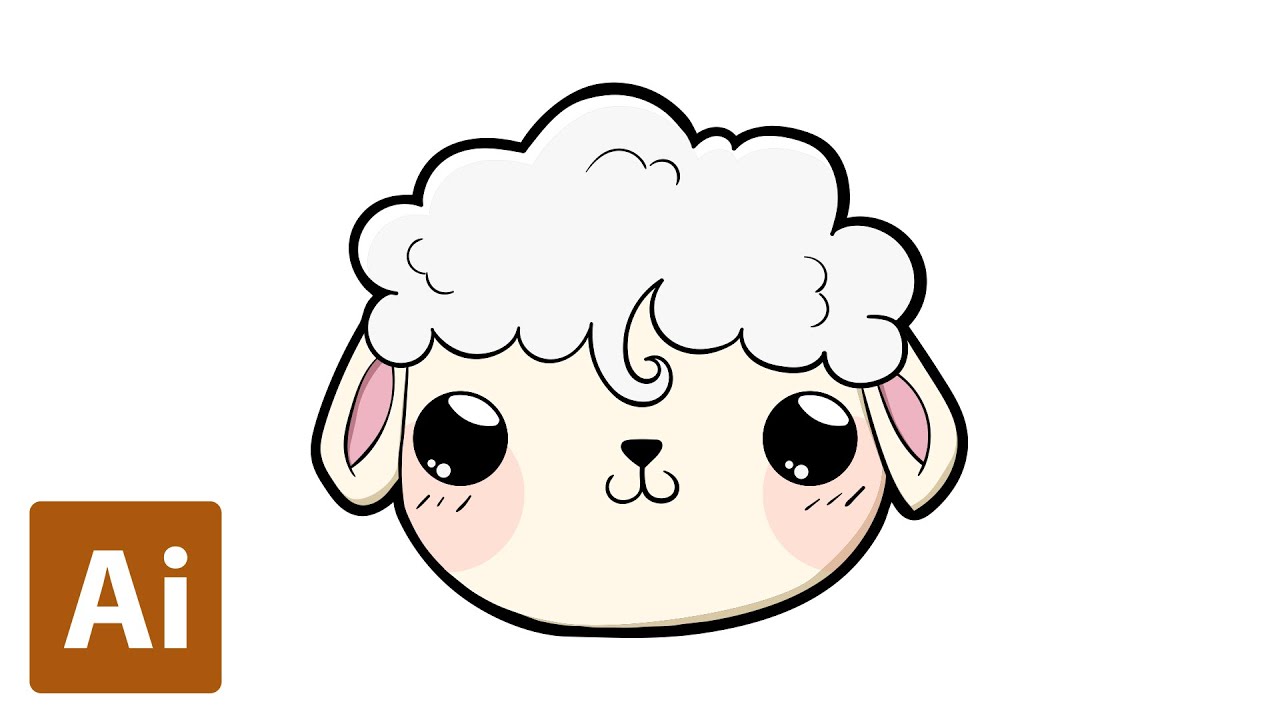 Cute Cartoon Sheep (Speed Art) | Adobe Illustrator
