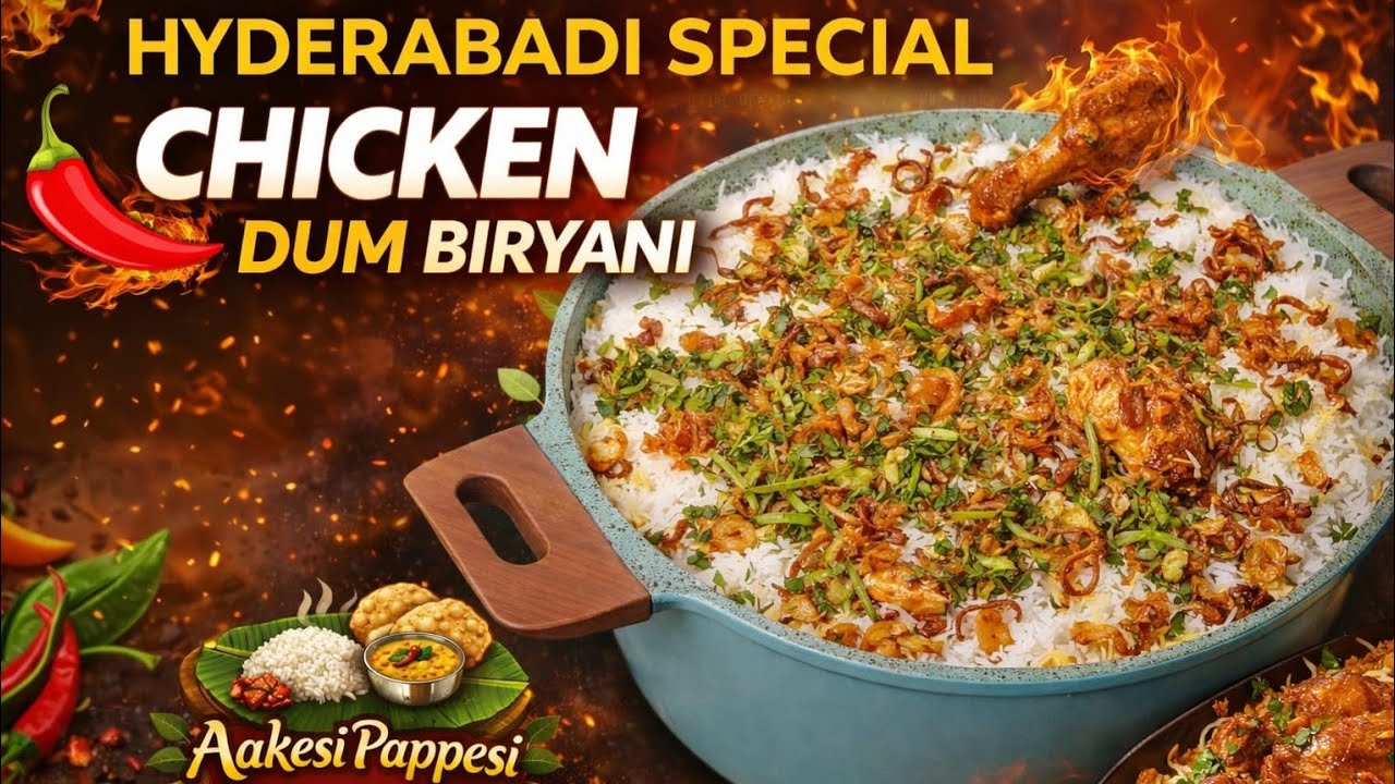 Hyderabad Chicken Dum Biryani 🤤👌 |హైదరాబాద్ చికెన్ ధమ్ బిర్యానీ| Chicken Dum biryani |Aakesi Pappesi