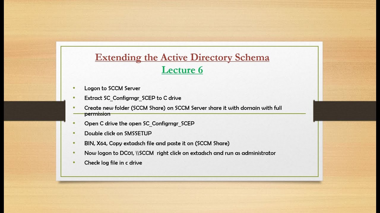How to Extend  the Active Directory Schema For SCCM Server Lecture 6