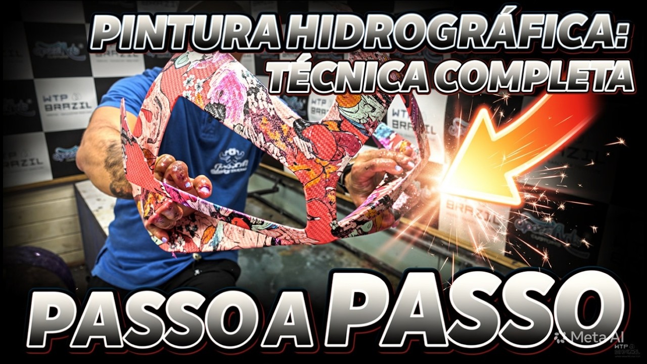 Pintura hidrografica em carenagem de moto.