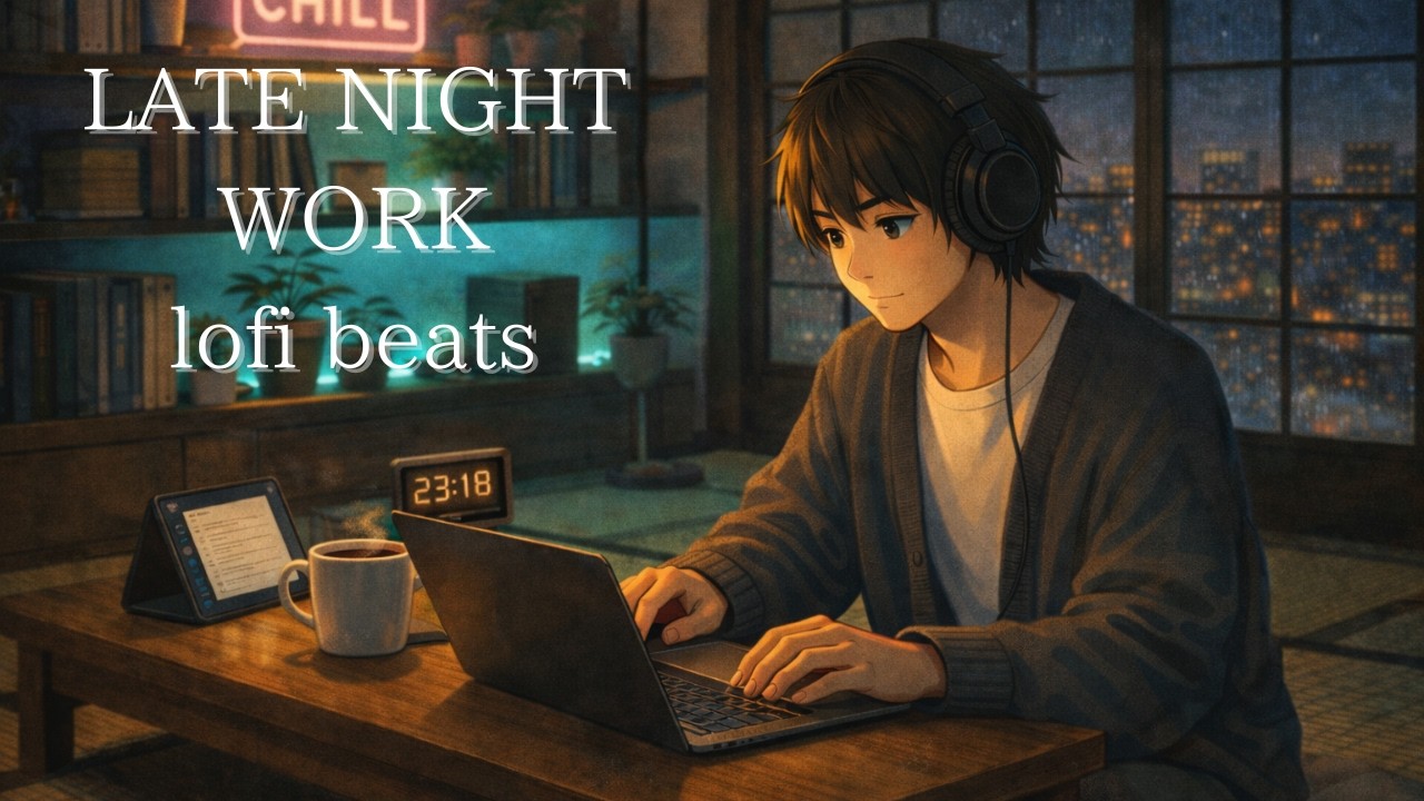 11PM Late Night Work 💻 Rainy Night Lofi for Coding, Editing & Deep Focus (No Lyrics)　　（1時間15分）
