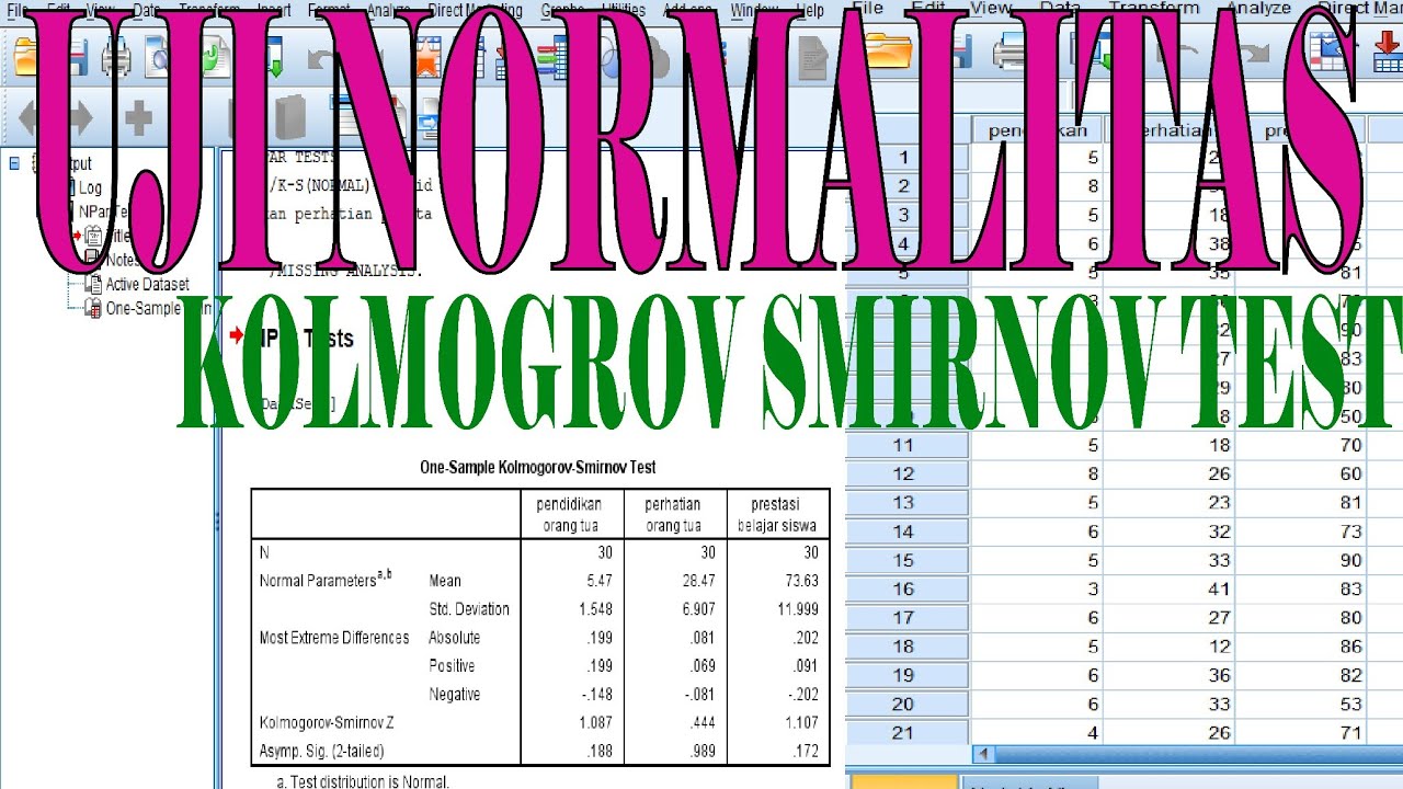 Uji normalitas  spss dengan kolmogrov smirnov | uji asumsi klasik