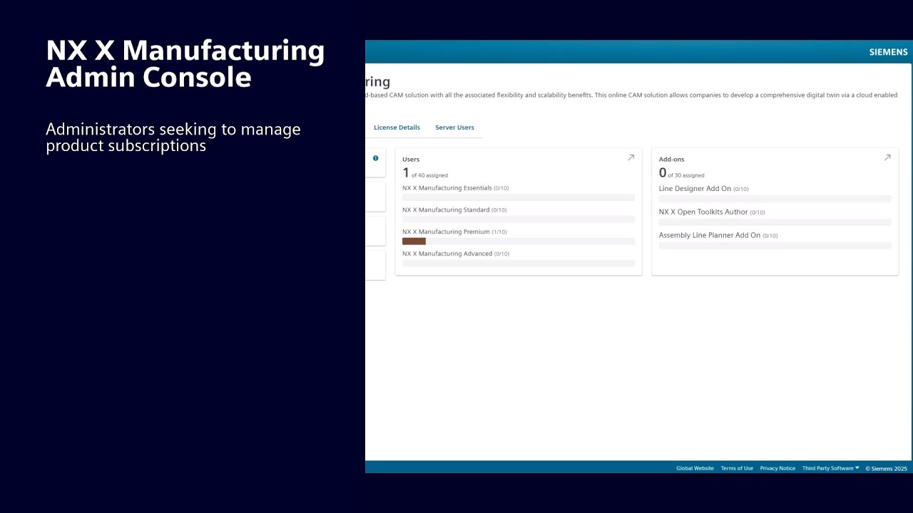 NX X Manufacturing - Admin Console