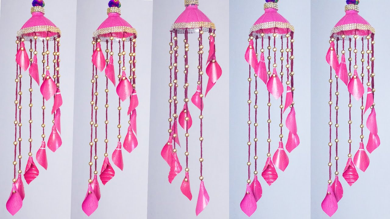 Empty Plastic bottle wind chime / DIY Woolen Jhumar/wind chimes with Best out of waste
