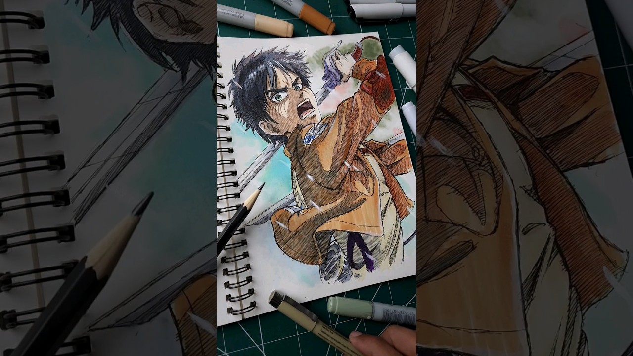 Drawing Eren with this song hits different.💔 #shorts