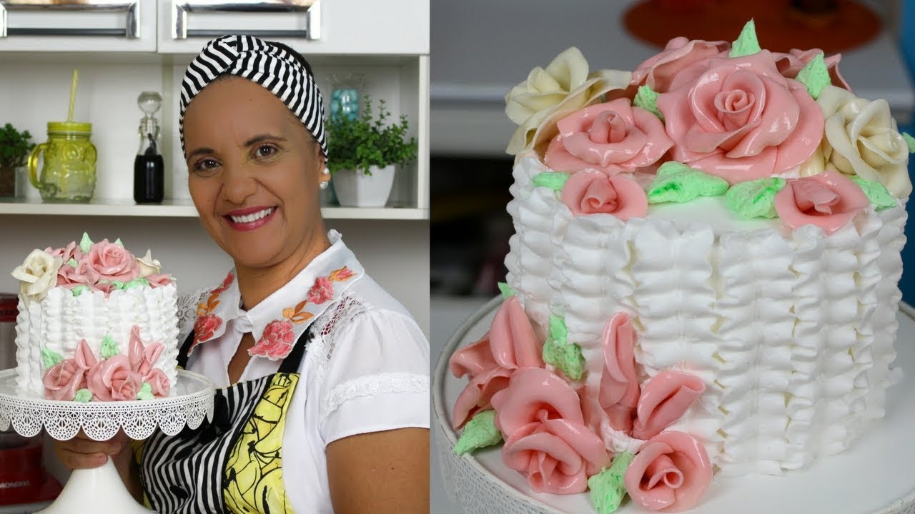 COMO DECORAR BOLO COM FLORES DE BALA