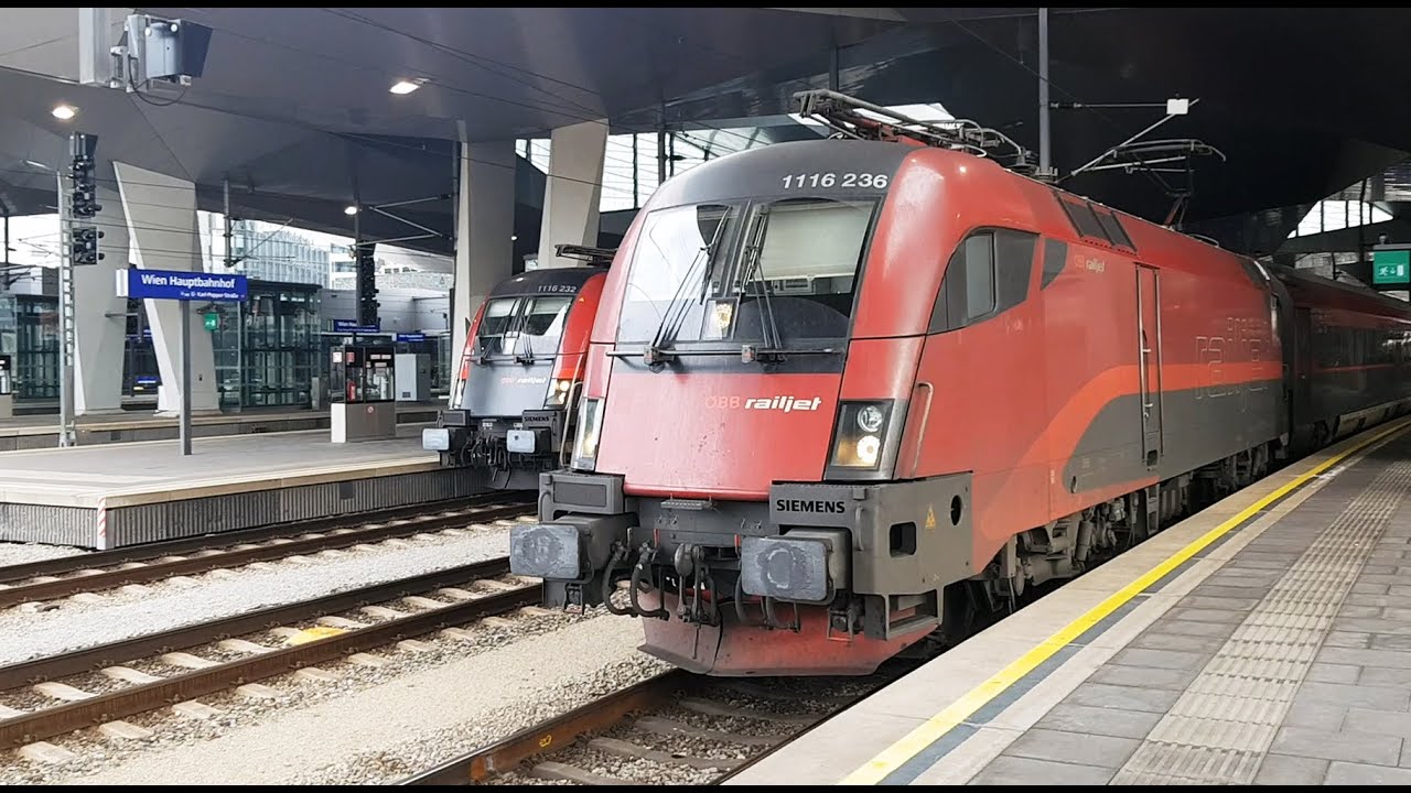 Amazing Vienna train station - ICE and Railjet action!