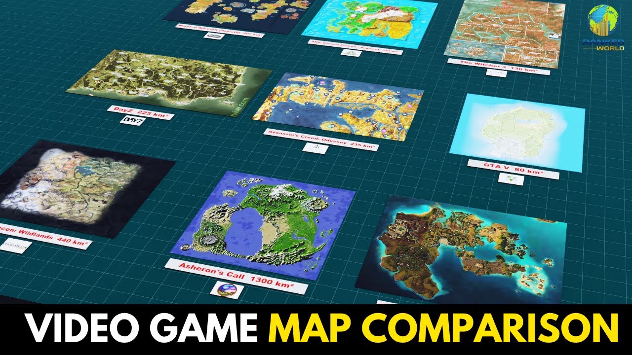 Video Game Maps Size Comparison | 3D Animated Ranking of the Biggest Open World Games in 2025
