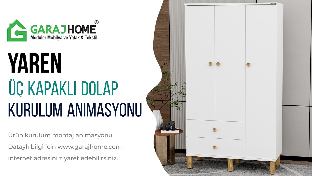 Garaj Home Yaren 3 Kapaklı Dolap - Kurulum Montaj Animasyonu