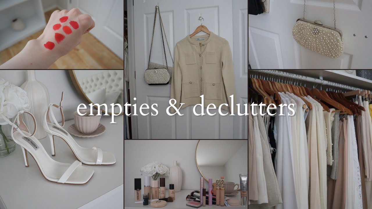 I want fewer, better things ~ declutter with me & empties ~ skincare, clothing, shoes, make-up... 🤎