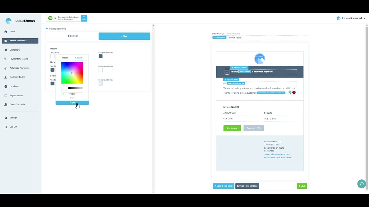 Invoice Reminders (Create Reminder Tab) | InvoiceSherpa