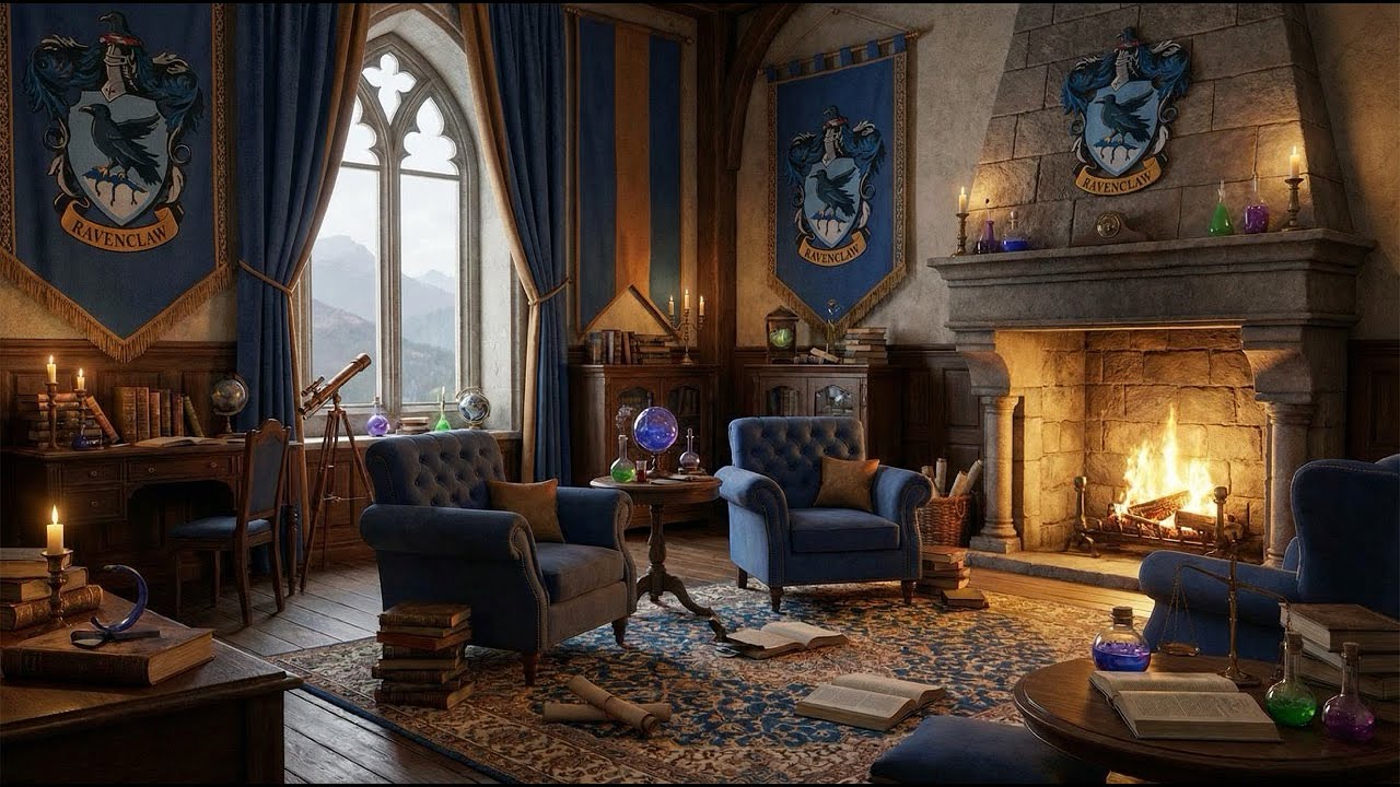 Ravenclaw Room Ambience 🦅 Calm Study Beats for Learning in Harry Potter Inspired Room