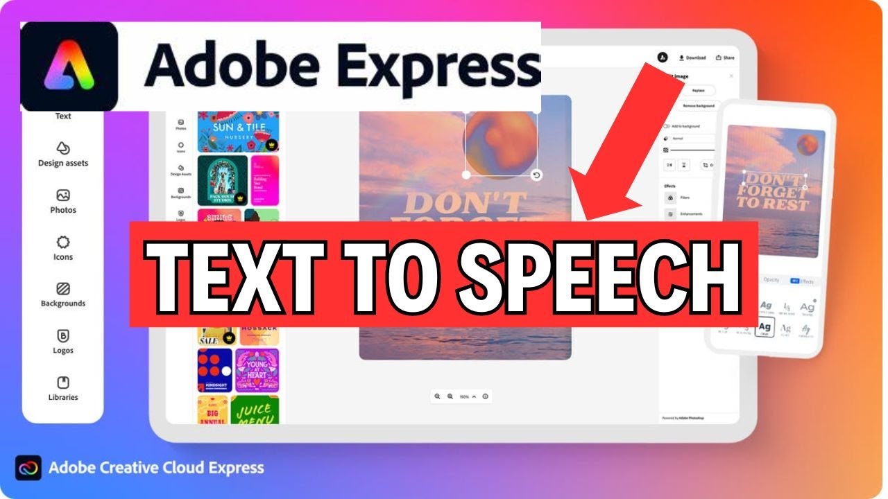Как преобразовать текст в речь в Adobe Express 2024?
