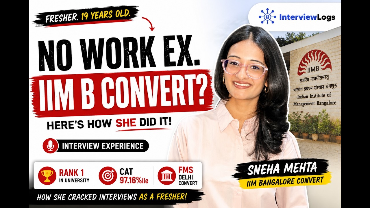 IIM Bangalore Interview Experience | 20 Years Old, Fresher | CAT 97.16 | InterviewLogs