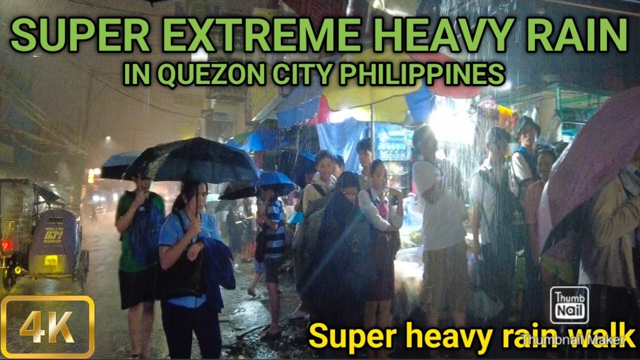 Night Walk in Super Extreme Heavy Rain in Novaliches Quezon City Philippines [4K]