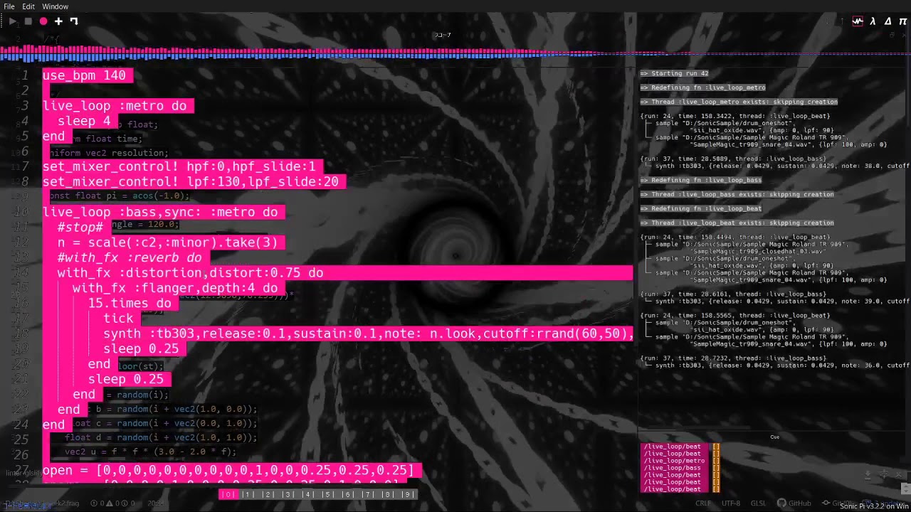 Sonic Pi Live Coding Practice techno