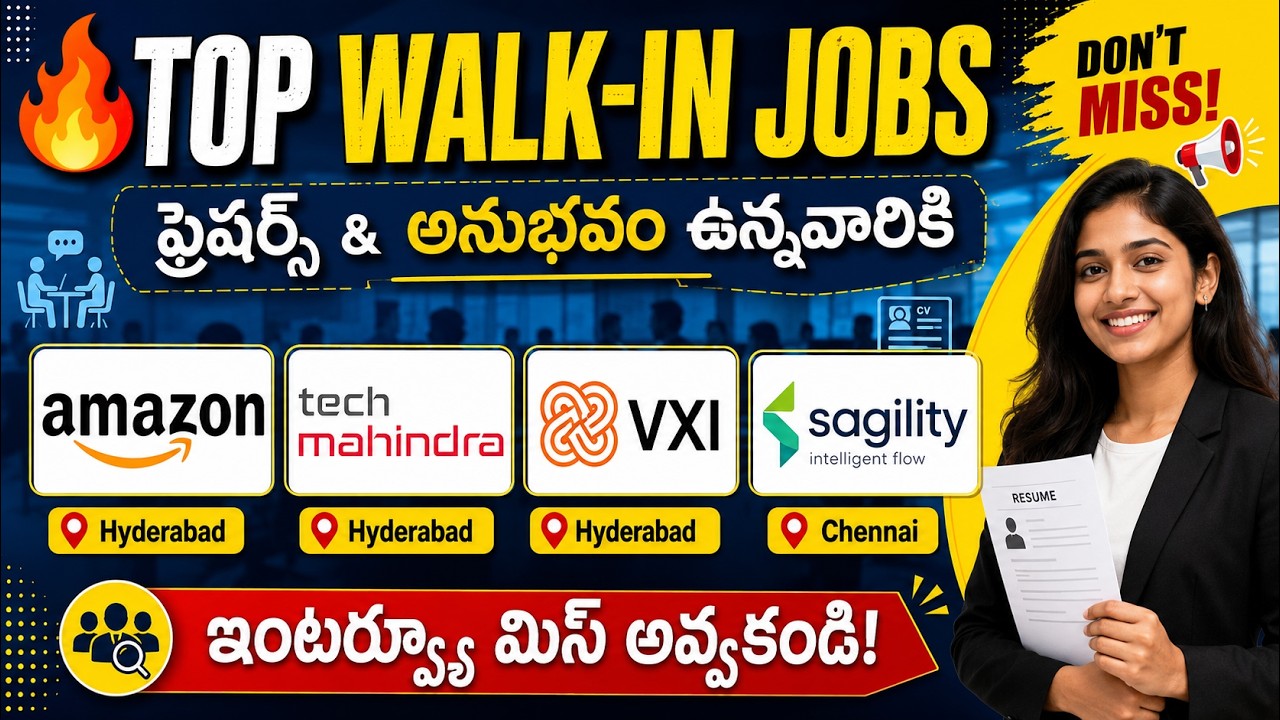 Top Walk-In Jobs 2026 | Amazon, Tech Mahindra, VXI & Sagility Hiring | Freshers & Experienced