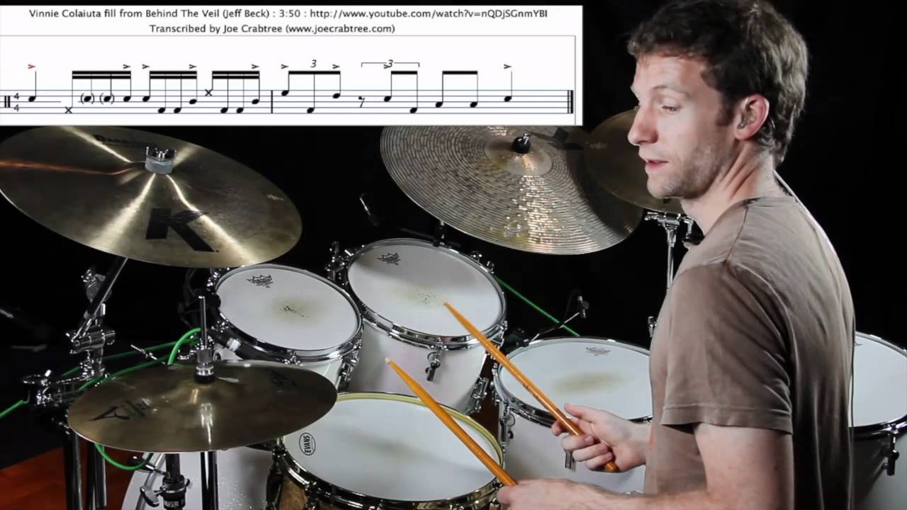 Drum Lesson : Vinnie Colaiuta lick from Behind the Veil (cross roads) explained