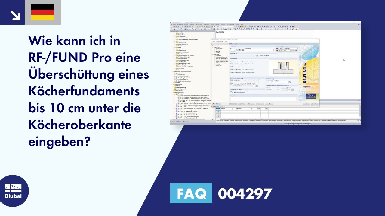 FAQ 004297 | Wie kann ich in RF-/FUND Pro eine &Uuml;bersch&uuml;ttung eines K&ouml;cherfundaments bis 10 cm unt...