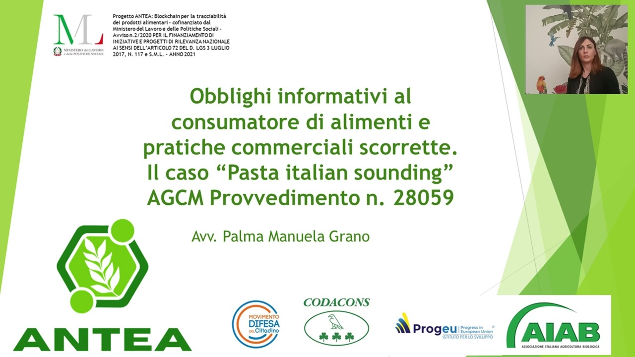 Obblighi informativi al consumatore di alimenti e pratiche scorrette (PARTE 1) - Progetto ANTEA