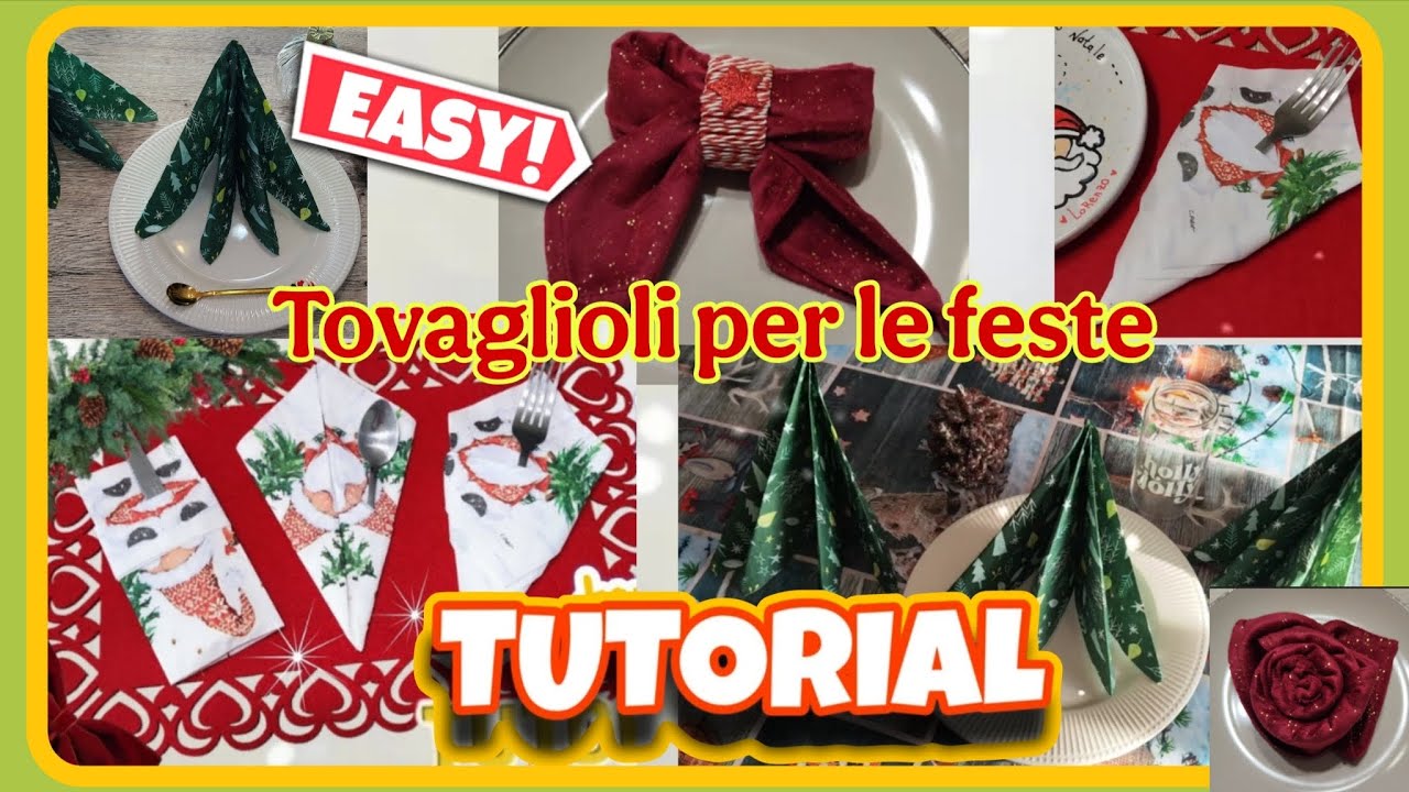 6 modi facili e veloci di piegare i tovaglioli per le feste 🎄 #christmas #tutorial #diy 