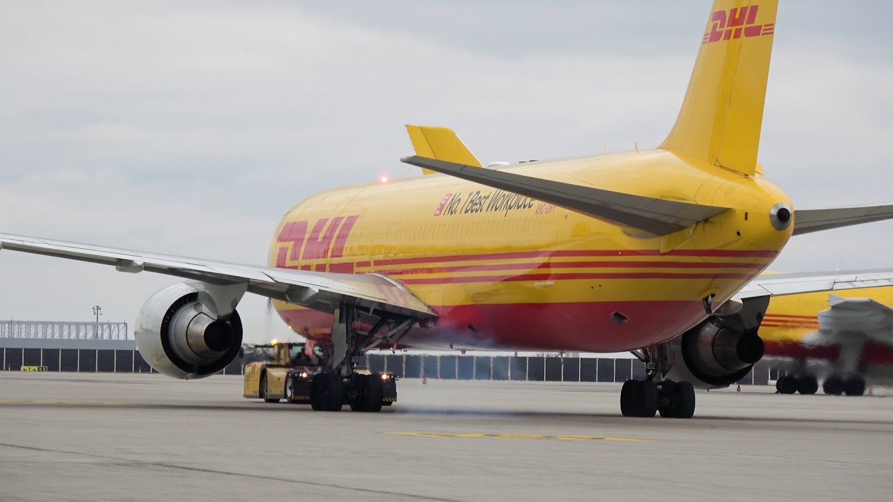 No.1 Best Workplace Yellow (Egg) Boeing 767 Pushback Engine Start Leipzig-Halle Airport Happy Easter