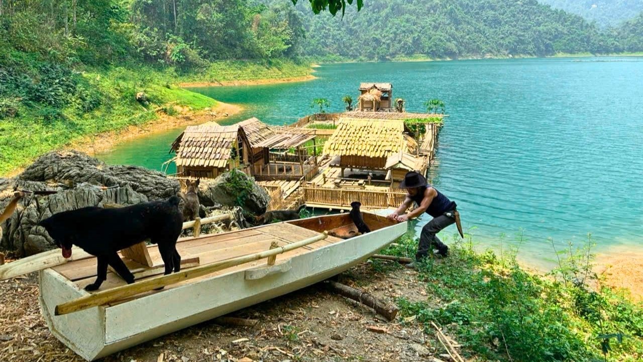 Finish Building a Wooden Boat. Life on a Floating Farm with Pets