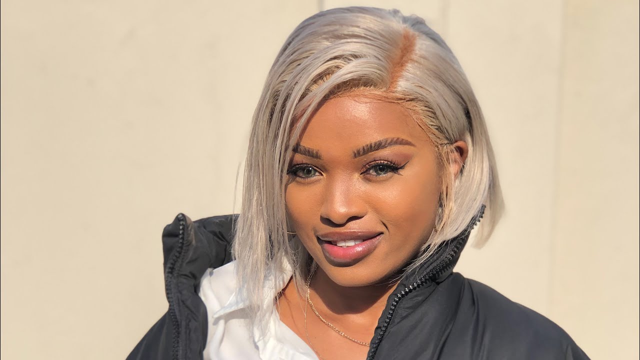 How I lay my Ash Grey bob frontal lace wig.