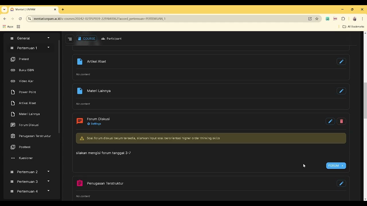 CARA MEMBUKA FORUM DISKUSI DI MENTARI UNPAM BAGI DOSEN #unpam