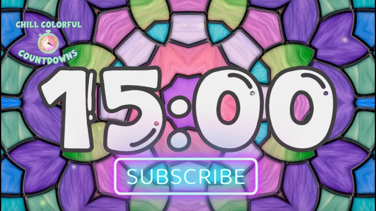 15 Minute Kaleidoscope Study Timer & Relaxing Music | Chill Colorful Countdowns