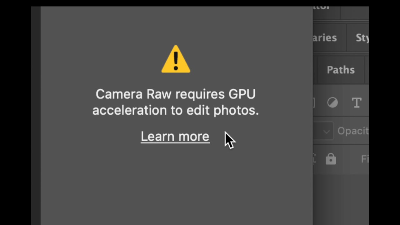 Mac 2025 Camera Raw graphics acceleration is not supported by your system - Fix - إصلاح مشكلة