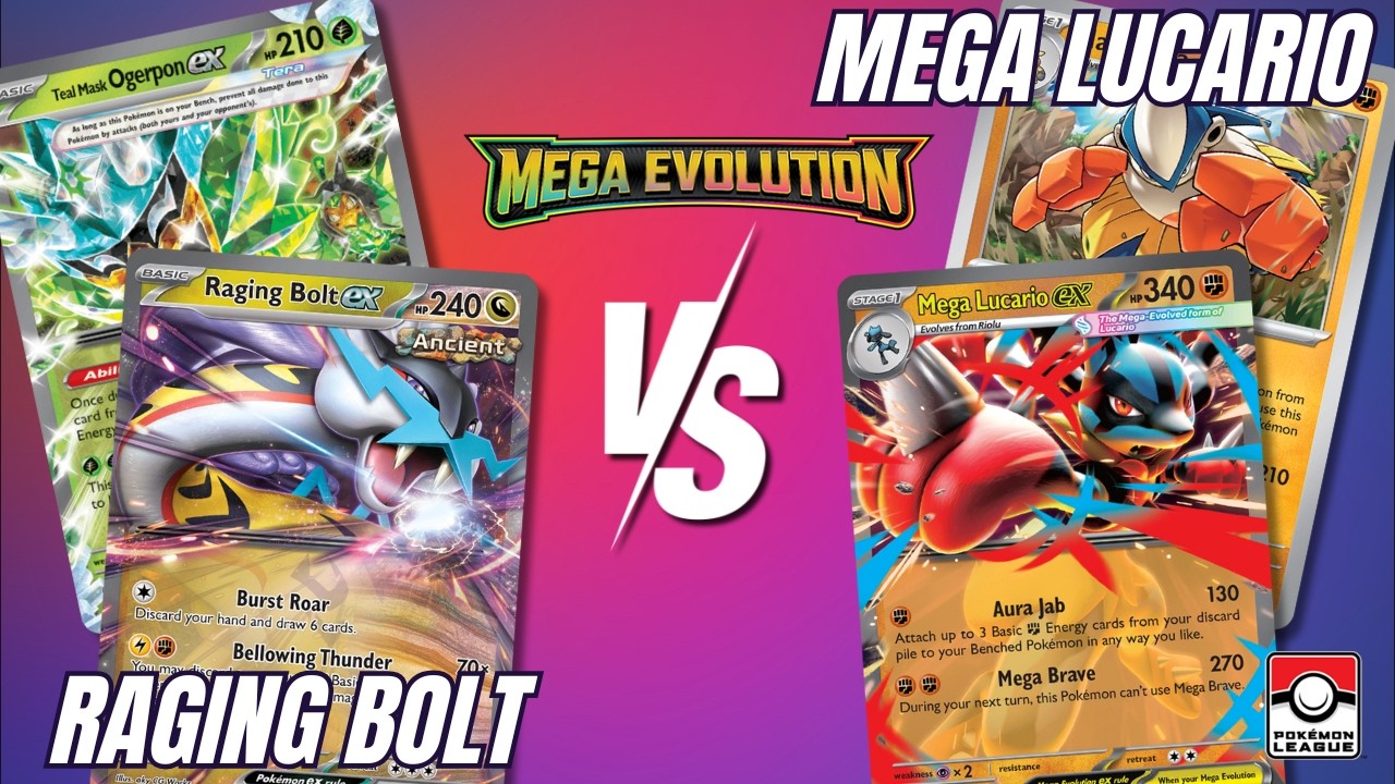 Raging Bolt ex vs Mega Lucario ex | Tabletop Pokemon TCG League | Mega Evolution Format