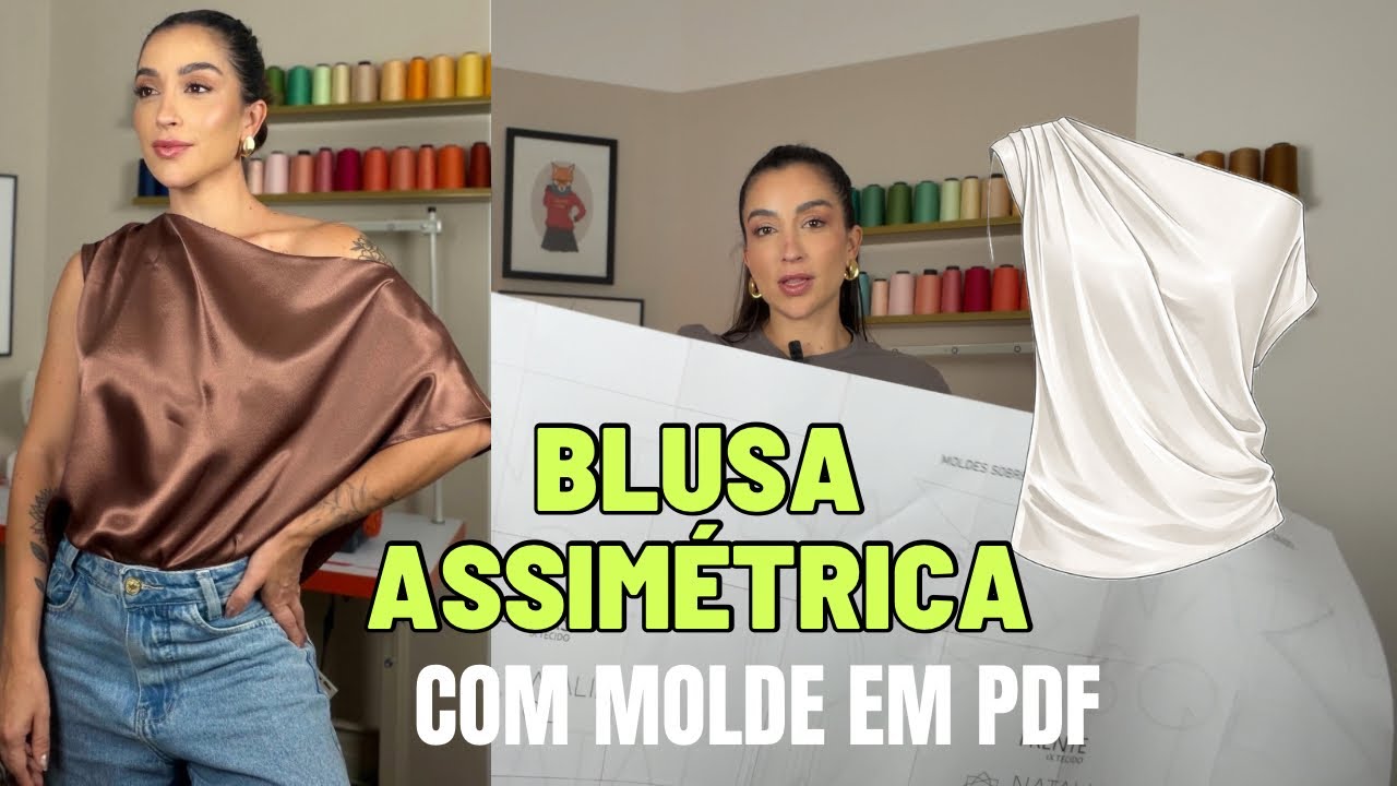 COSTURA BLUSA ASSIMÉTRICA - MOLDE EM PDF DO PP AO GG 