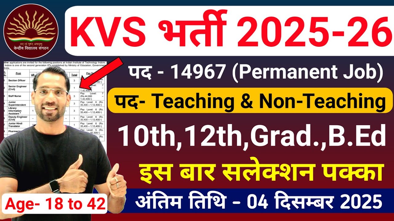 Набор в KVS 2025 26 | Вакансия учителя KVS 2025 | Учитель NVS Bharti 2025 | Новая вакансия 2025