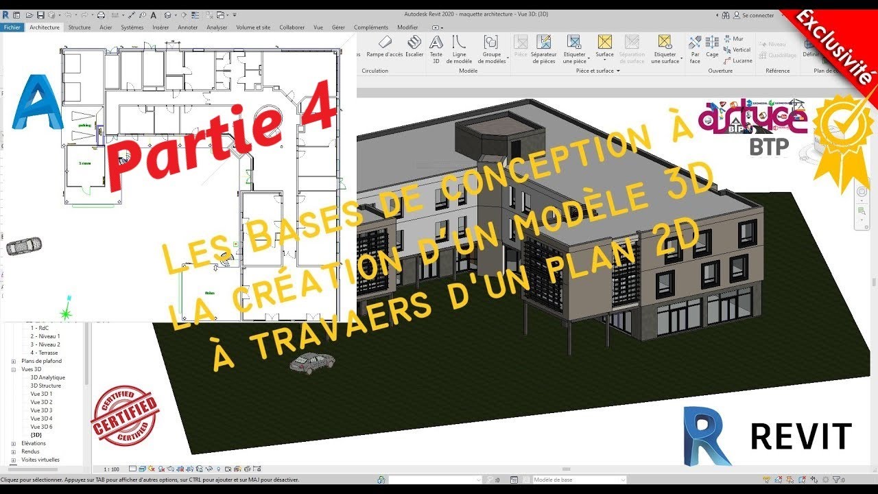 Astuce Revit : Création d'une maquette Numérique 3D à partir d'un plan Archi  -Partie 4-