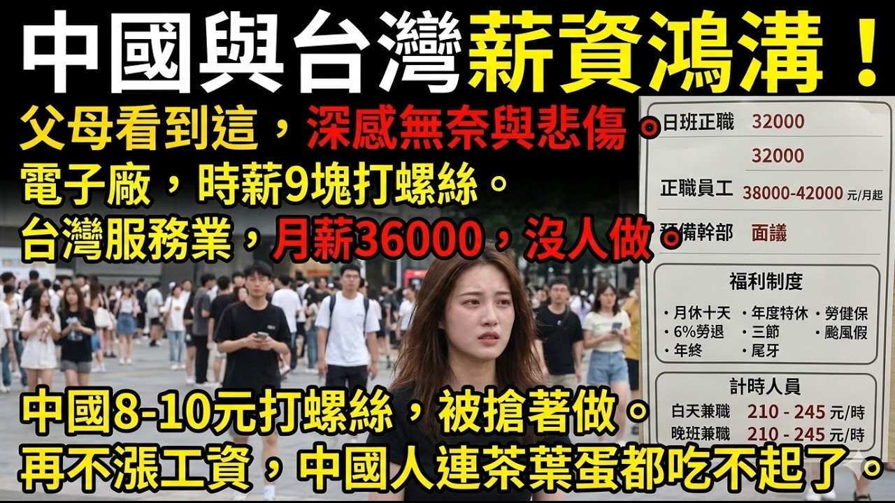 台灣服務業月薪三萬六沒人要幹！大陸八塊錢打螺絲卻搶破頭？看完這個我真的破防了！# 台湾工资# 大陆工资# 台湾最低工资# 大陆最低工资# 两岸工资对比