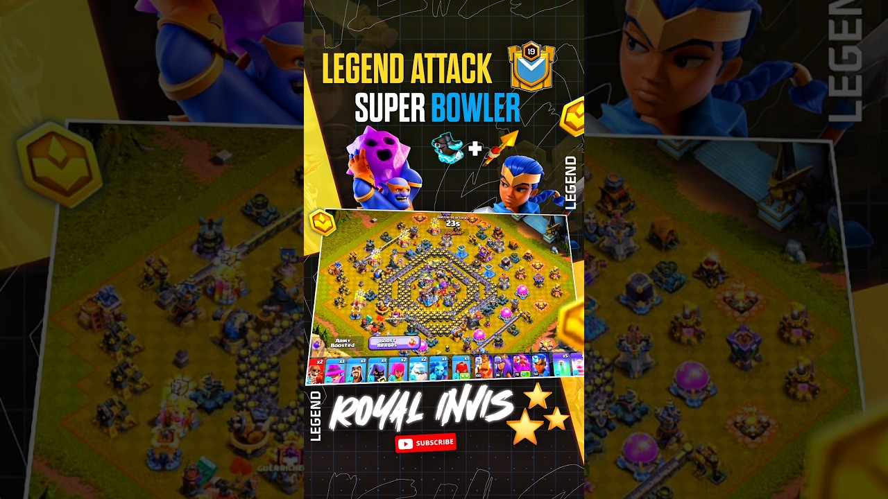 Easy With Super Bowler In Legend Mode #clashofclans #th18  #legendleague