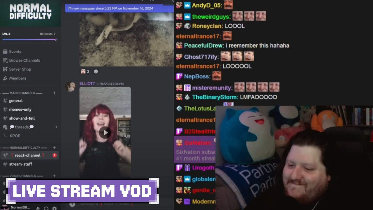 Just Chatting & Discord Reacts - November 18, 2024 - NormalDifficulty VODs Live Stream Archive