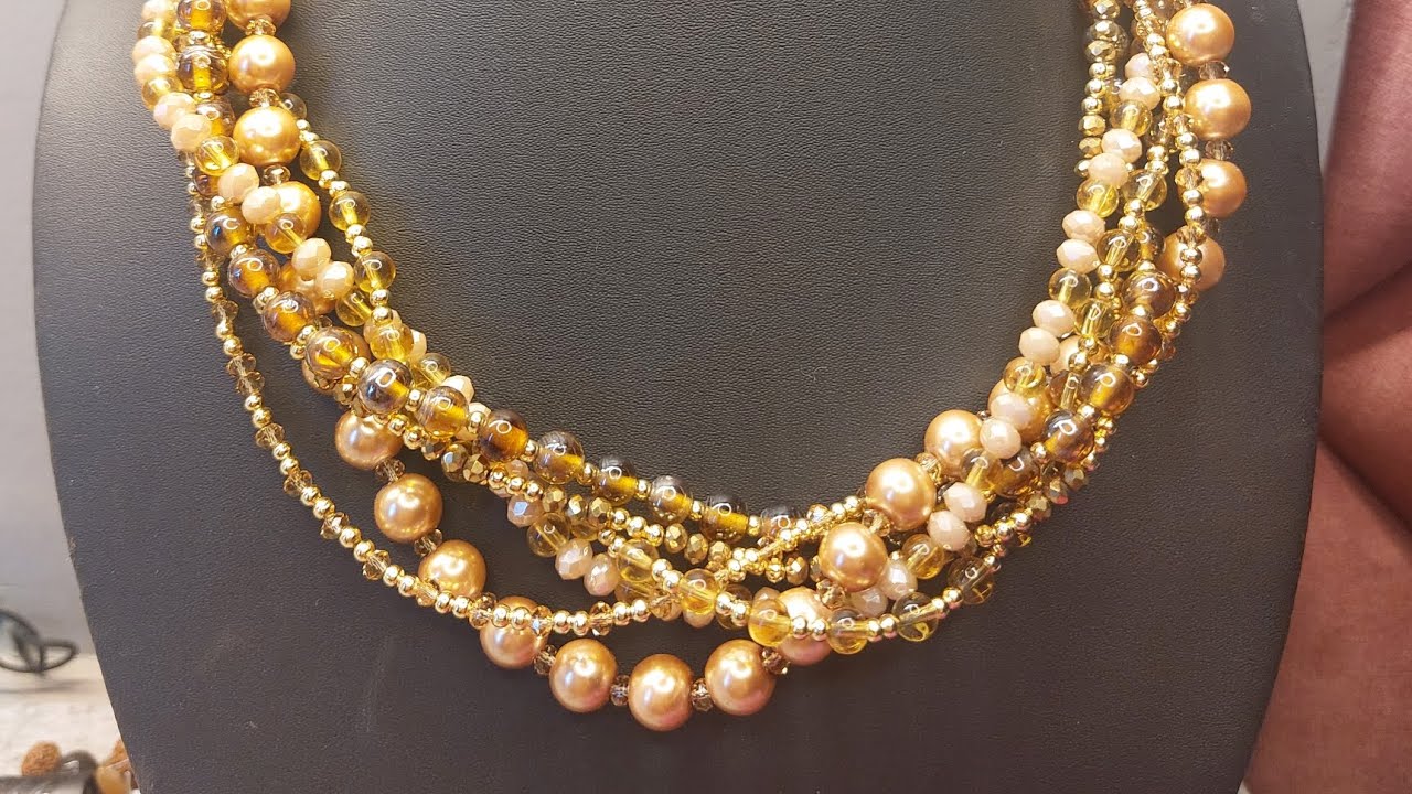 Torsade Necklace/ Twisted Statement necklace/ Glass bead multi-strand necklace/DIY/DIY Necklace