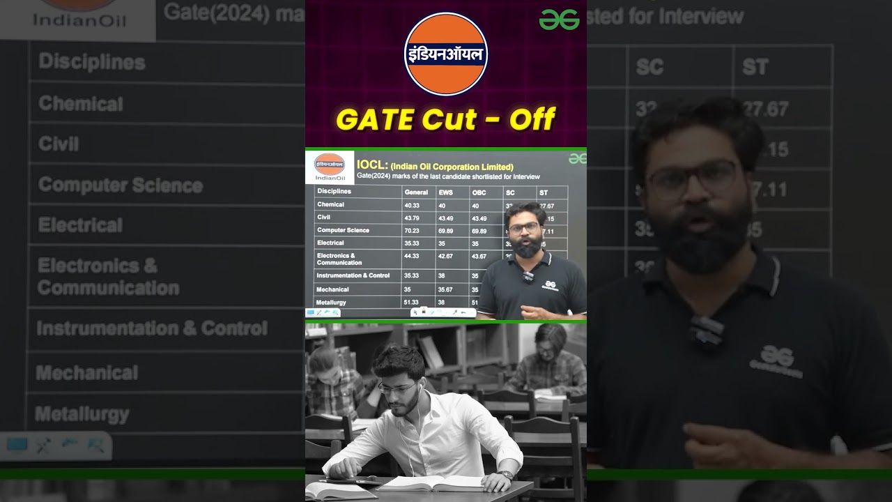 IOCL GATE Cut-Off 📊 | Minimum GATE Score Required for IOCL Recruitment #shorts #iocl #gfg