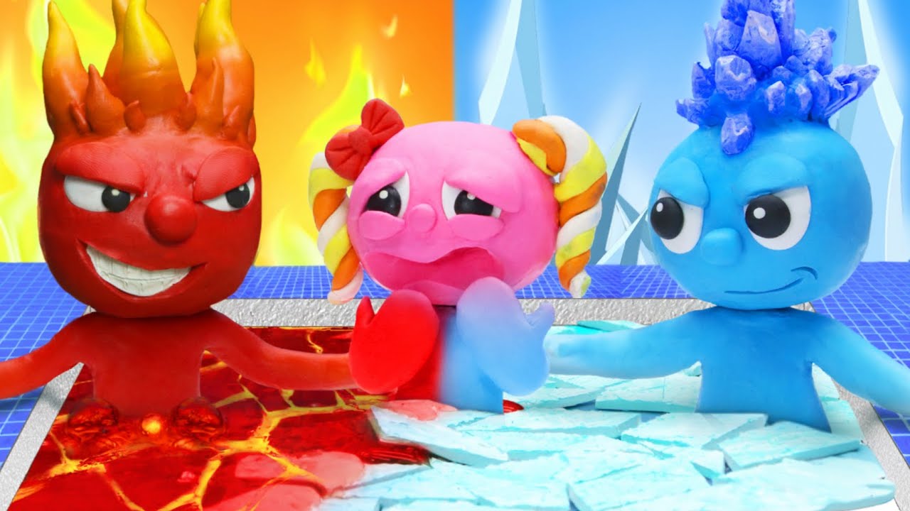 The Ultimate FIRE vs. ICE Battle! 🔥🥶Stop-Motion-Clay Mixer Heroes #claymixer #animation