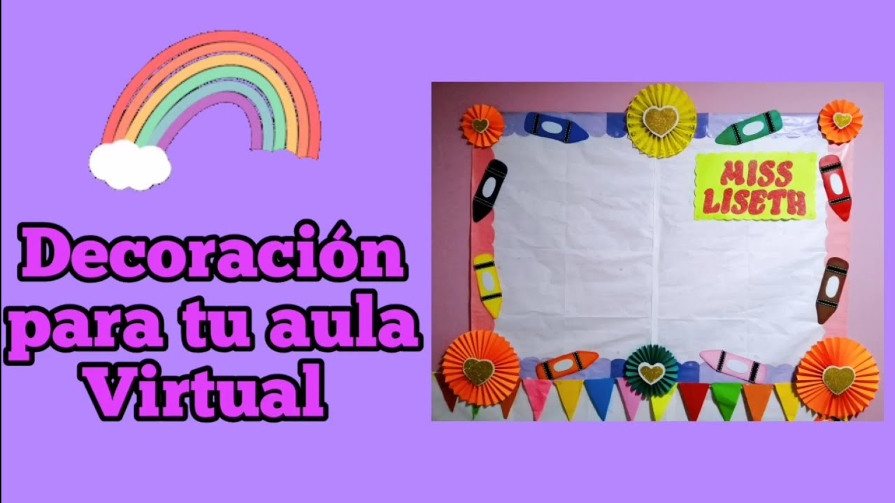 Como decorar pizarra fondo para aula clases virtuales, fácil, manualidades docente profesora maestra