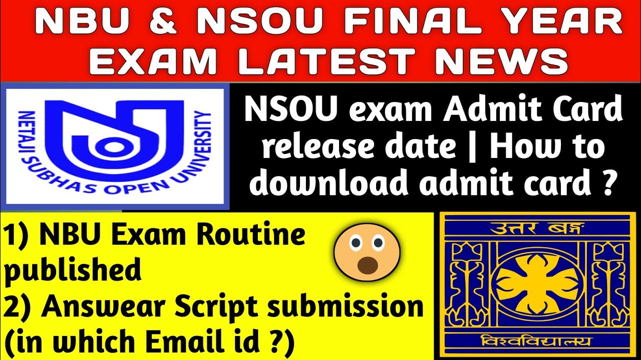 NSOU & NBU FINAL YEAR EXAM LATEST NEWS|nbu exam 2020|nbu|nsou|nsou exam 2020|north bengal university