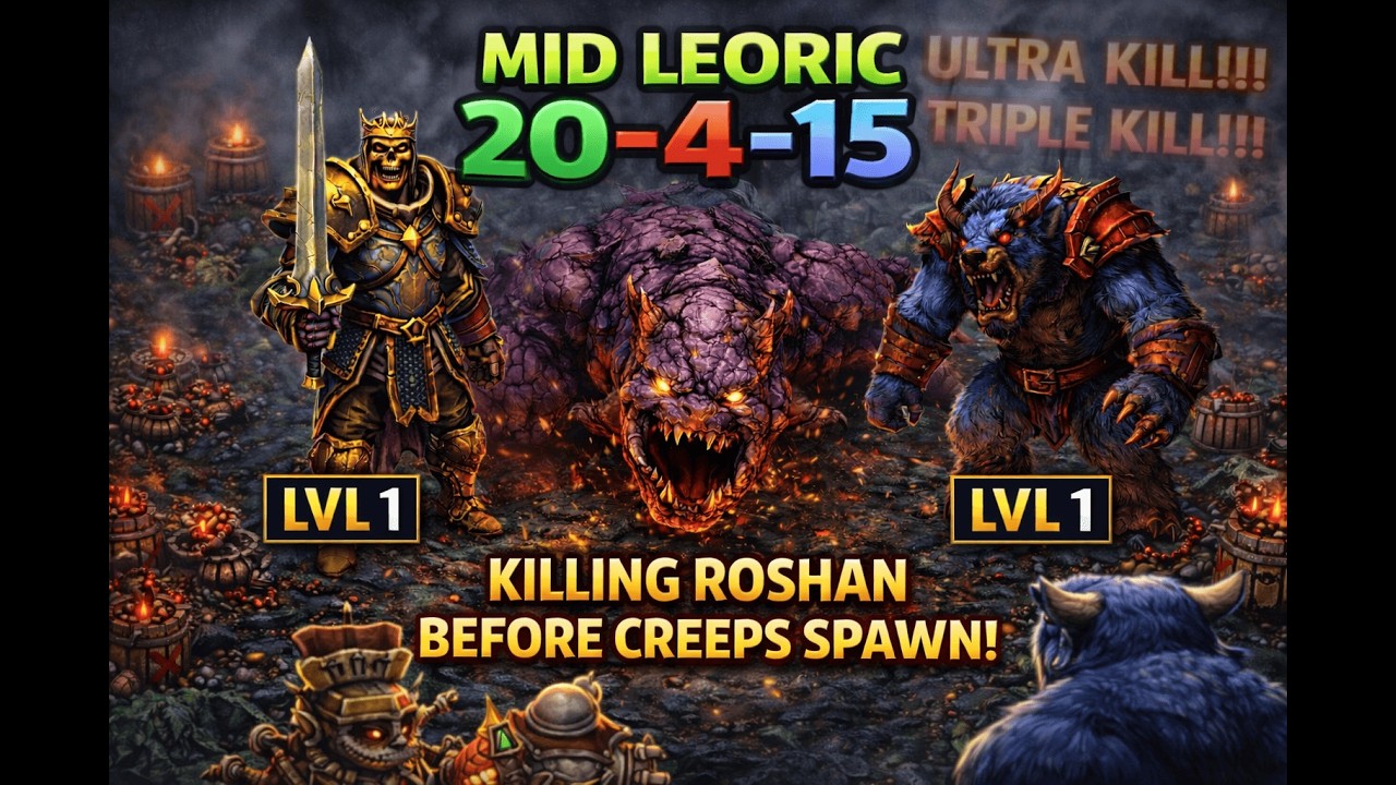 DotA LVL 1: Leoric + Ursa убивают Рошана на 0-й минуте! Нереальная катка на мидовом Skeleton King’e