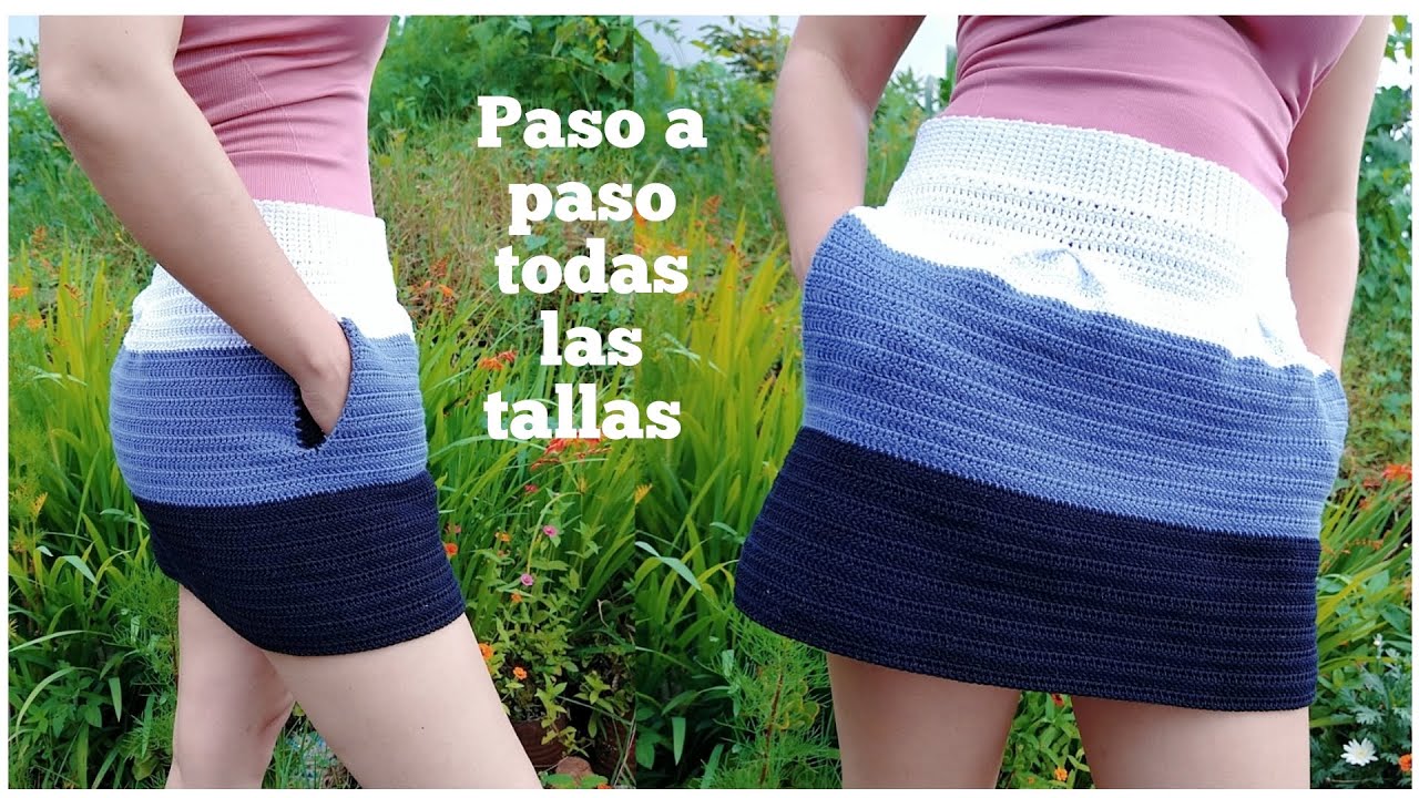 FALDA tejida a crochet paso a paso 🧶| Cómo tejer una FALDA fácil con bolsos