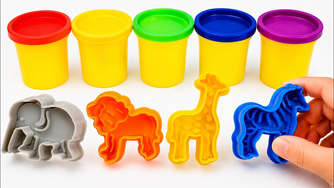 Best Learning & Creating with Play Doh 🌈 | Colorful Preschool Learning Video with Animals
